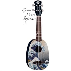 LUNA UKE GWS - укулеле, сопрано, чехол в комплекте,рисунок "Большая волна" художника Хокусай на деке - фото 114615