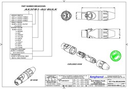 AMPHENOL AX3F - разъем XLR кабельный мама , 3 контакта ,точеные контакты, цвет - никель - фото 119369