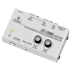 Behringer MA400 компактный мониторный усилитель для стереонаушников (с возможностью установки баланса уровней сквозного микрофонного канала и линейного входа при прослушивании) - фото 133505