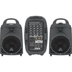 Behringer PPA500BT портативная система звукоусиления, 6 канальный активный микшер 2х250Вт и 2 АС 8"+1", 5 полос GEQ с FBQ, FX, Bluetooth, стаканы под стойки - фото 142381