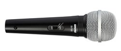 SHURE SV100-A микрофон динамический вокально-речевой с выключателем и кабелем (XLR-6.3 мм JACK), черный, серебристая сетка - фото 146241