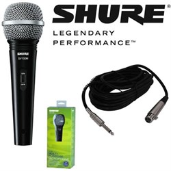 SHURE SV100-A микрофон динамический вокально-речевой с выключателем и кабелем (XLR-6.3 мм JACK), черный, серебристая сетка - фото 146243