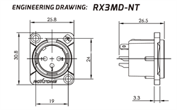 ROXTONE RX3MD-NT Разъем cannon (XLR) панельный папа 3-х контактный цвет: серебро - фото 151755