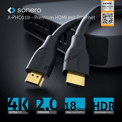 Sonero X-PHC010-015 высокоскоростной HDMI-HDMI кабель с поддержкой 4K и Ethernet - 1,50 м - фото 159075
