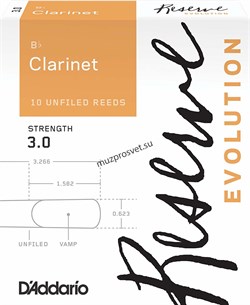 D`ADDARIO WOODWINDS DCE1030 RESERVE™ EVOLUTION REED трости для кларнета Bb, размер 3, 10 шт. - фото 163069