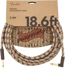 FENDER 18.6' ANG CABLE, PURE HEMP BRN инструментальный кабель, цвет коричневый, 18.6' (5,7 м) - фото 166527