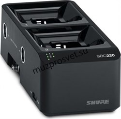 SHURE SBC220-E зарядное устройство для двух передатчиков QLXD, ULXD, AD или аккумуляторов SB900A, адаптер в комплекте - фото 167477