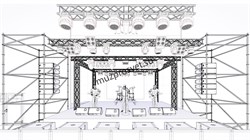 Сценический комплекс с незамкнутым коньком с размером подиума 9,6 х 9,6 м, с электрической лебедкой. - фото 167825