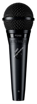 SHURE PGA58BTS кардиоидный вокальный микрофон c выключателем, с кабелем XLR -XLR и микрофонной стойкой - фото 19998