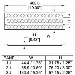 Рэковая панель пустая, 1U, для 12разъемов XLR D- типа - фото 202654
