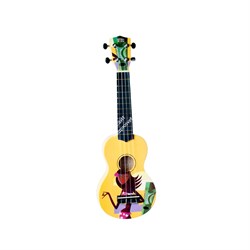 WIKI UK/HULA - гитара укулеле сопрано, липа, рисунок "HULA", чехол в комплекте - фото 22142
