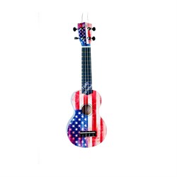 WIKI UK/US - гитара укулеле сопрано, липа, изображение "флага США", чехол в комплекте - фото 22160