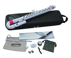 NUVO jFlute Kit - White/Pink флейта, изогнутая головка, материал - пластик, цвет - белый/розовый, в комплекте - мундштук, колено - фото 35350