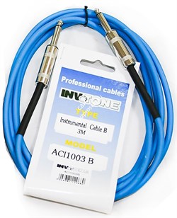 INVOTONE ACI1003/B - инструментальный кабель, 6,3 джек моно <-> 6,3 джек моно, длина 3 м (синий) - фото 38060