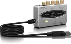 Behringer UCA202 внешний портативный звуковой интерфейс, USB2.0, 2 вх/2 вых канала. 2 линейных вх (RCA), 2 линейных вых (RCA), цифровой оптический выход Toslink, выход на наушники, регулировка громкости. ПО Tracktion 4 в комплекте, цвет серебристый - фото 45139
