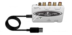 Behringer UCA202 внешний портативный звуковой интерфейс, USB2.0, 2 вх/2 вых канала. 2 линейных вх (RCA), 2 линейных вых (RCA), цифровой оптический выход Toslink, выход на наушники, регулировка громкости. ПО Tracktion 4 в комплекте, цвет серебристый - фото 45140
