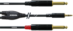Cordial CFY 1.5 WPP кабель Y-адаптер джек стерео 3.5мм—2 джека моно 6.3мм male, 1.5м, черный - фото 45548