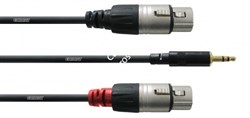 Cordial CFY 3 WFF кабель Y-адаптер джек стерео 3.5мм—2xXLR female, 3.0м, черный - фото 45551