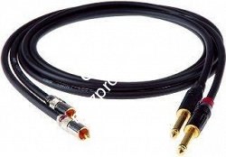 KLOTZ ALPP003 инсертный кабель 2 RCA папа х 2 Jack mono, позолоченные контакты, кабель AC106, чёрный, длина 0,3 м - фото 67430