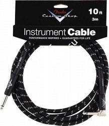 FENDER CUSTOM SHOP 10' ANGLE INSTRUMENT CABLE BLACK TWEED инструментальный кабель, 3 м, чёрная твидовая оболочка - фото 68588