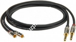 KLOTZ ALPP015 инсертный кабель 2 RCA папа х 2 Jack mono, позолоченные контакты, кабель AC106, чёрный, длина 1,5 м - фото 68674