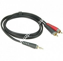 KLOTZ AY7-0300 инсертный кабель с пластиковыми разъёмами 2RCA x stereo mini jack, контакты позолочены, цвет чёрный, 3 м - фото 68680