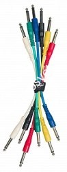 ROCKDALE IC016-20CM комплект из 6 шт патч-кабелей с разъёмами mono jack (TS) male, длина 20 см, 6 цветов - фото 68785