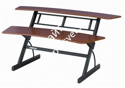QUIK LOK Z630CY 2-х уровневый рабочий стол с деревянным покрытием и 2 рэковыми крепежами по 4 прибора, цвет вишневый - фото 76769