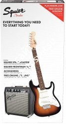 Squier Stratocaster® Pack, Laurel Fingerboard, Brown Sunburst, Gig Bag, 10G - 230V EU Комплект: электрогитара (санберст) + комбо - фото 76836