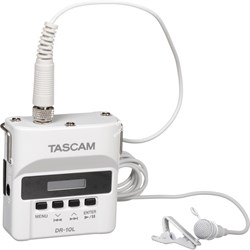 TASCAM DR-10LW портативный рекордер с петличным микрофоном, цвет белый - фото 92185