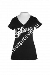 GIBSON LOGO WOMEN'S V NECK MEDIUM женская футболка с логотипом Gibson, размер M, цвет чёрный - фото 95000