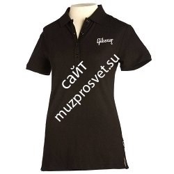 GIBSON LOGO WOMEN'S POLO X LARGE женская рубашка-поло, размер XL, цвет чёрный - фото 95479