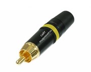 Neutrik NYS373-4 кабельный разъем RCA корпус черный хром, золоченые контакты, желтая маркировочная полоса