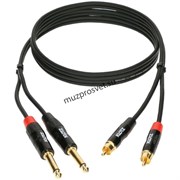 KLOTZ KT-CJ150 компонентный кабель серии MiniLink, позолоченные разъемы 2 mono jack - 2 RCA, 1.5 метра, цвет черный