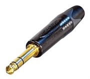 Разъем Jack 1/4" кабельный, стерео (балансный), на кабель ?4-7 мм, черный, позолоченные контакты