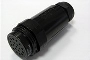 Разъем SOCAPEX серии SL61, гнездо на кабель, 19 контактов под пайку, IP67, корпус черного цвета