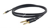 PROEL CHLP170LU3 - инсертный кабель, 2 х 6,3 джек моно <-> 3.5 джек стерео, длина - 3м