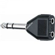 QUIK LOK AD23 адаптер-сплиттер для наушников, 2 выхода Female Stereo Mini Jack 3.5mm X 1 вход Male Stereo Jack 6.3mm