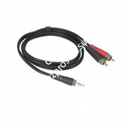 KLOTZ AY7-0100 инсертный кабель с пластиковыми разъёмами 2RCA x stereo mini jack, контакты позолочены, цвет чёрный, 1 м