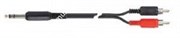 QUIK LOK AD12-3K компонентный кабель, 3 метра, разъёмы Stereo Jack Male - 2 RCA Male (тюльпаны)(1/4&#39; TRS MALE - 2 RCA MALE)