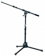 K&amp;M 25900-300-55 низкая микрофонная стойка журавль, металлические узлы, высота 425-645 мм, длина журавля 470-775 мм, цвет черный