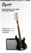 Squier Affinity Series™ Precision Bass® PJ Pack, Laurel Fingerboard, Black, Gig Bag, Rumble 15 - 230V EU Комплект: бас-гитара (ч