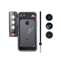 Manfrotto MKLOKLYP5S Бампер для iPhone 5/5S/SE, объективы fisheye, portait 1,5х, wideangle, LED свет - фото 100476