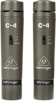 Behringer C-4 подобранная пара кардиоидных конденсаторных микрофонов 20-20000Гц, аттенюатор,  планка с держателями, ветрозащита, футляр - фото 10453