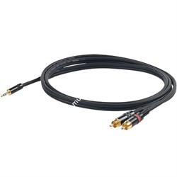 PROEL CHLP215LU15 - инсертный кабель, 3.5 джек стерео <-> 2 х RCA (папа),  длина - 1.5м - фото 112824