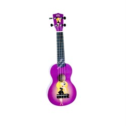 WIKI UK/PINUP - гитара укулеле сопрано, липа, рисунок "кинозвезда", чехол в комплекте - фото 114653