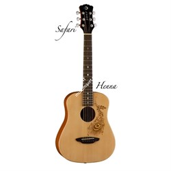 Luna SAF HEN- акустическая гитара 3/4,цвет натур.матовый,чехол в комплекте, рисунок - павлинье перо - фото 114987
