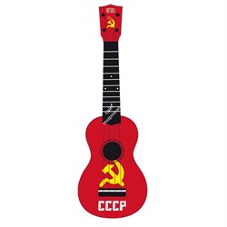 WIKI UK/CCCP - гитара укулеле сопрано, липа, рисунок "флаг СССР", чехол в компл. - фото 115811