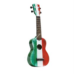 WIKI UK/IT - гитара укулеле сопрано, рисунок "итальянский флаг", чехол в комплекте - фото 117669