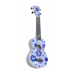 WIKI UK/RUS/GZHEL - гитара укулеле, сопрано, липа, рисунок "ГЖЕЛЬ", чехол в комплекте. - фото 120417